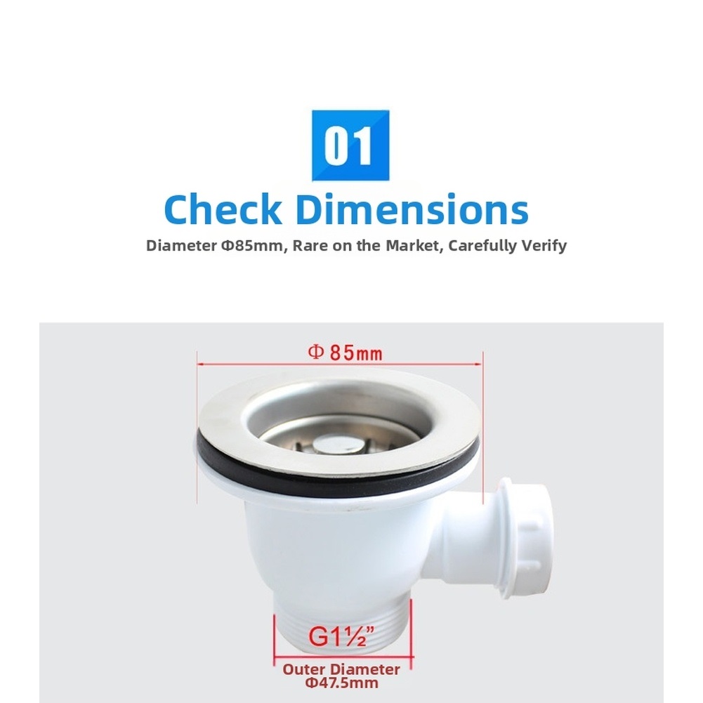 Stainless Steel Strainer - 85mm Stainless Steel Kitchen Sink Drain