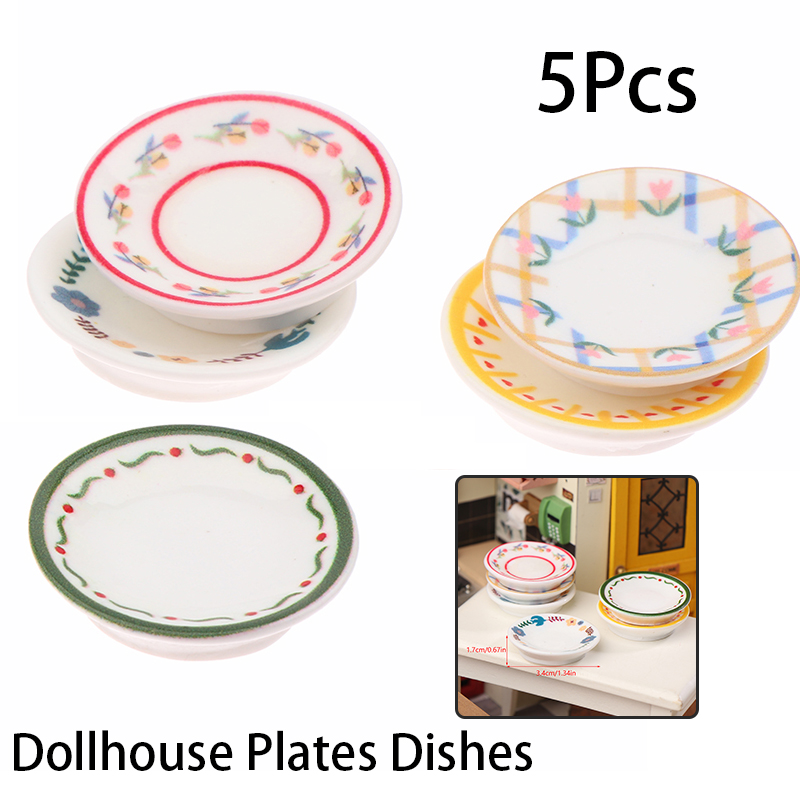 Kitchen Gadgets Best - 5Pcs 1/12 Dollhouse Mini Plates Dishes