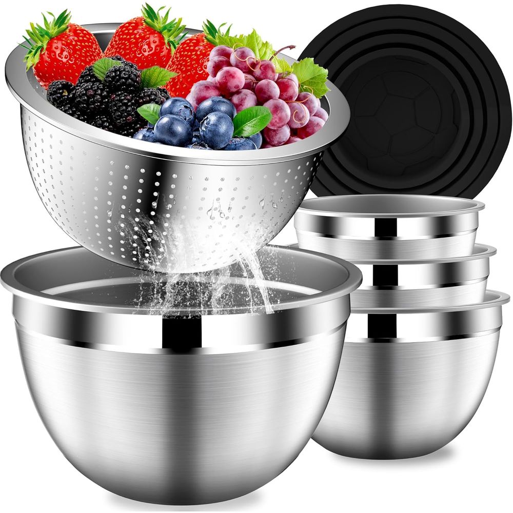 Stainless Steel Strainer - Mixing Bowls with Lids Set, Stainless