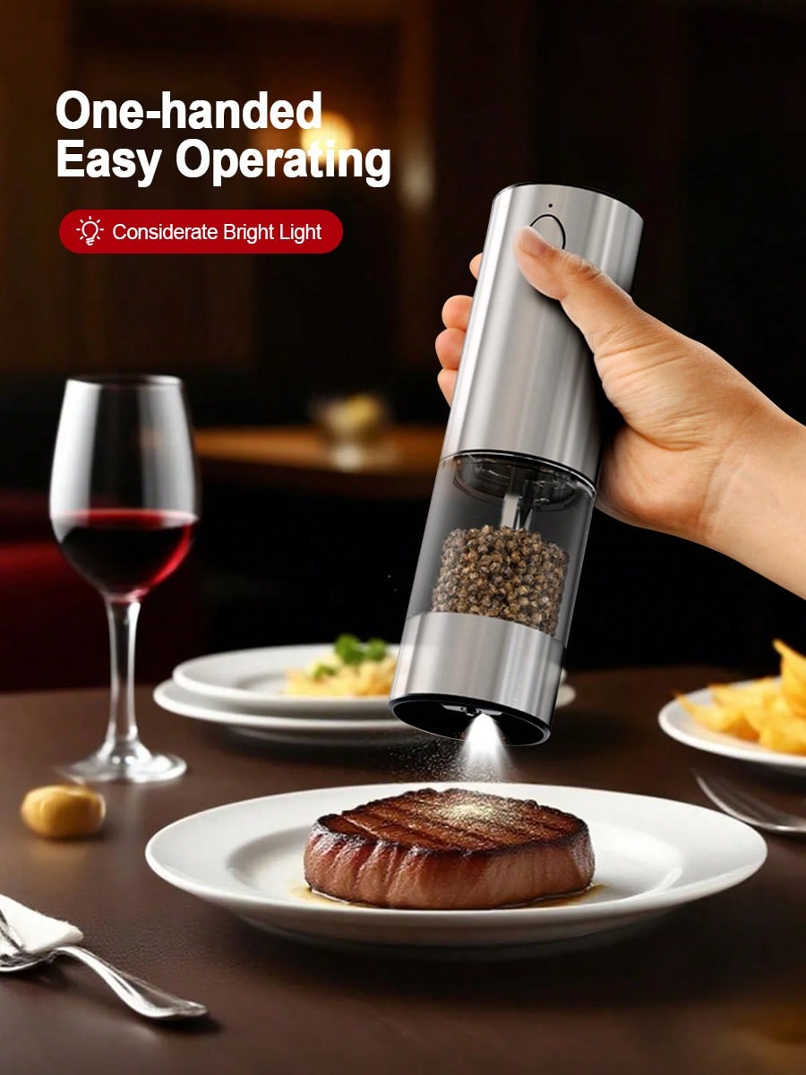 Kitchen Gadgets Gift Ideas - 2-Piece Electric Salt Pepper Grinder Set,