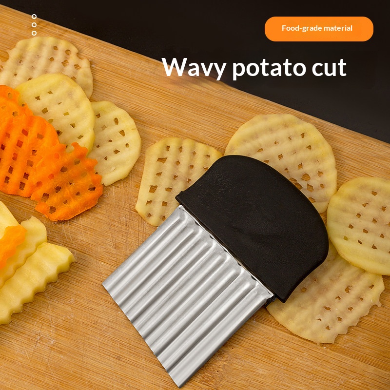 Kitchen Gadgets Vegetable Cutter - Stainless Steel Crinkle Cutter Wavy Potato