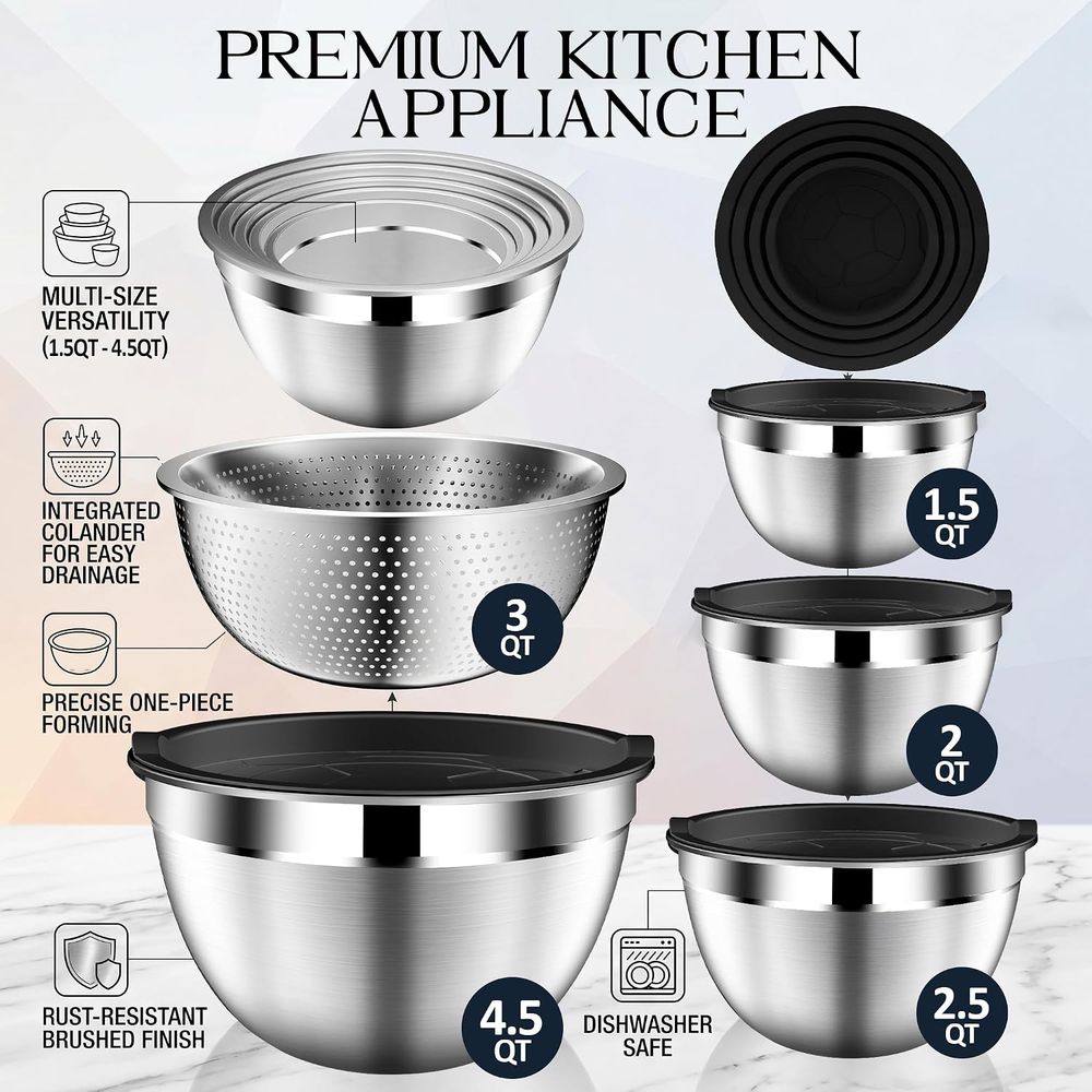 Mixing Bowls with Lids Set, St - Stainless Steel Strainer review and price