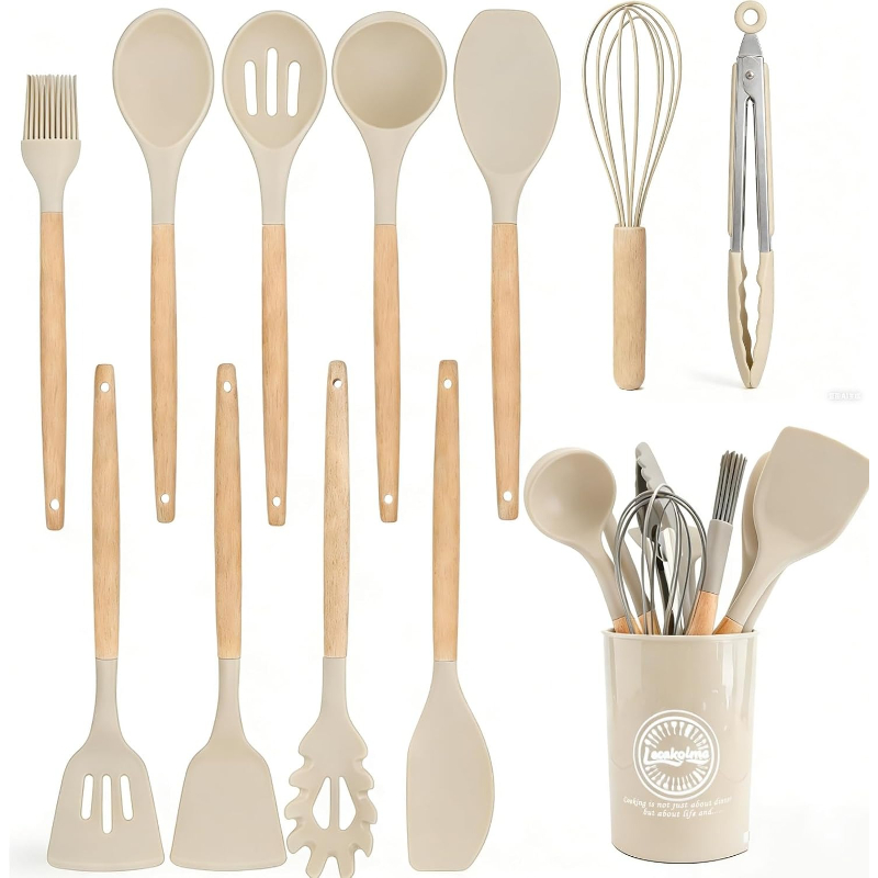 Wooden Handle Silicone Kitchen - Kitchen Gadgets And Utensils review and price