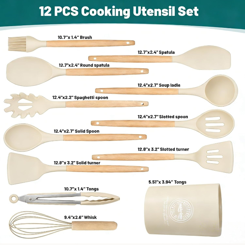Wooden Handle Silicone Kitchen - Kitchen Gadgets And Utensils review and price